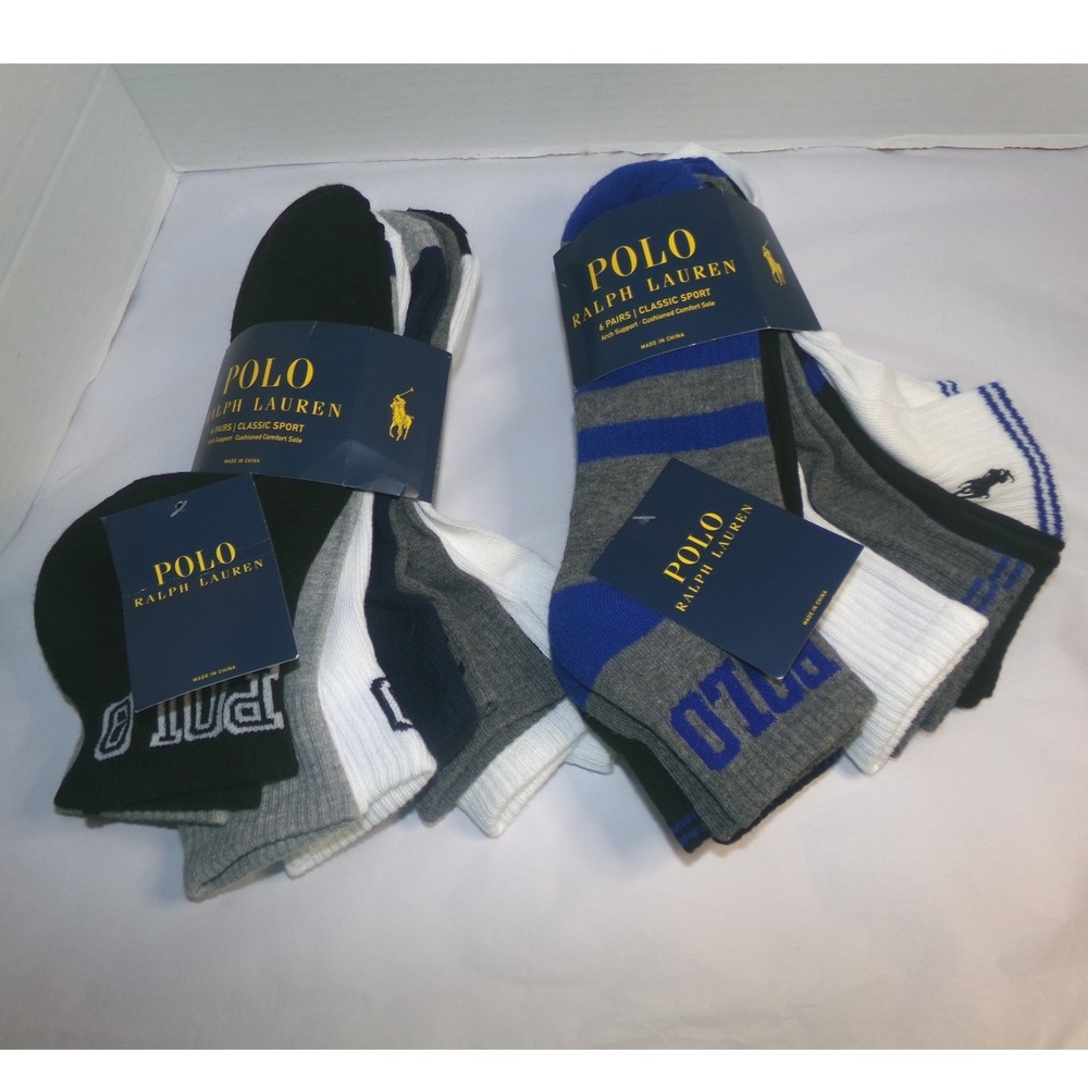 Polo Ralph Lauren Mens 12 Pair Classic Sport Low Cut Socks Multi Color Logo New